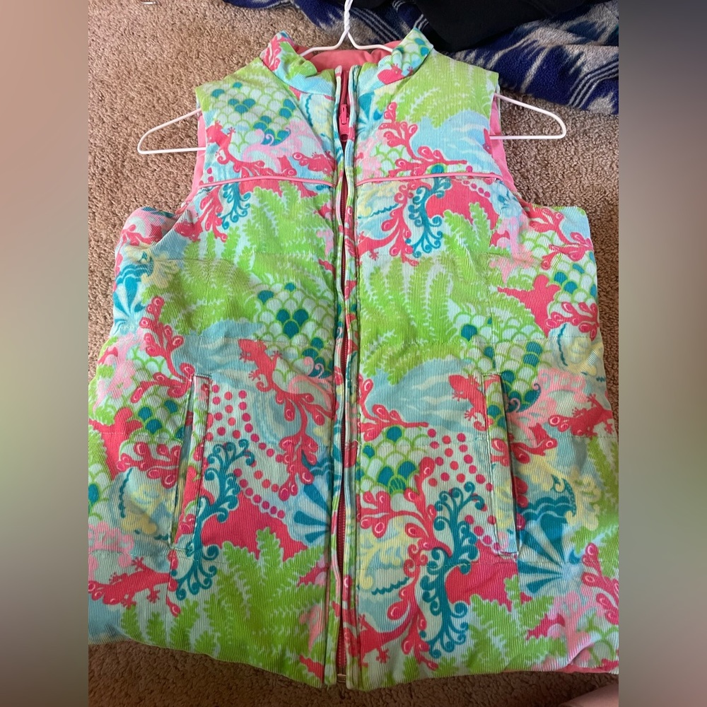 Lilly Pulitzer Girl's Reversible Floral Puffer Vest Size 14‎